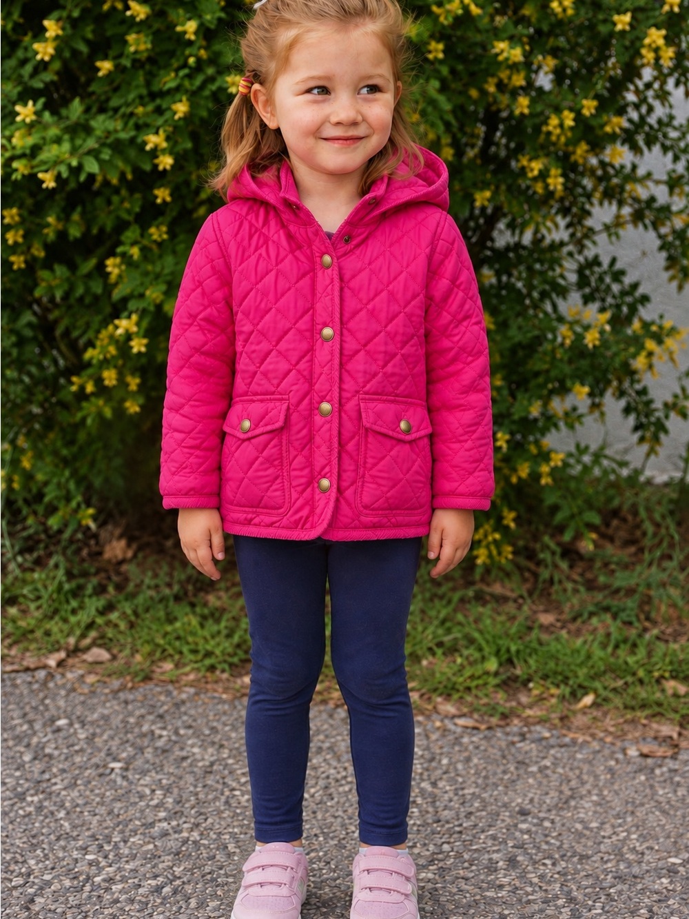 Polo Ralph Lauren Girls' Quilted Hooded Jacket - Bright Red Pink, size4